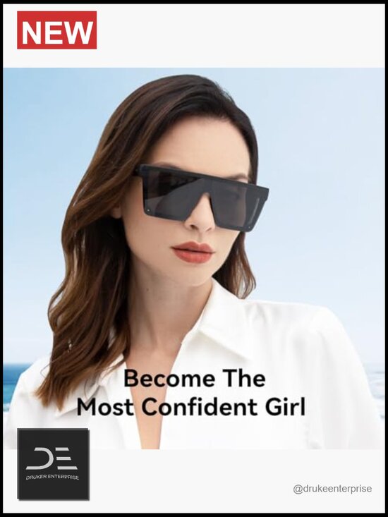 Oversized Square Sunglasses Flat Top Big Black Frame Unisex main image 6